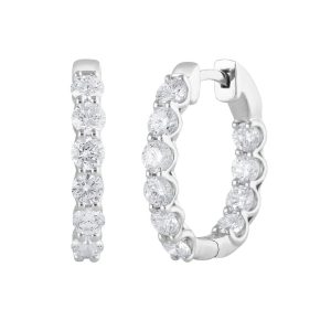 2ct 14k White Gold Lab Grown Diamond Hoop Earring, Earrings - Luxury Closet