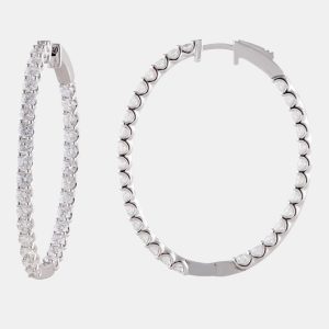 4ct 14k White Gold Lab Grown Diamond Hoop Earring, Earrings - Luxury Closet