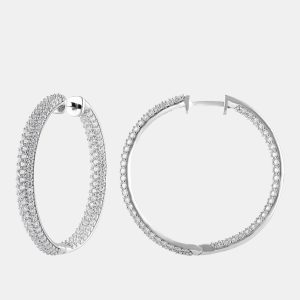 5ct 14k White Gold Lab Grown Diamond Hoop Earring, Earrings - Luxury Closet
