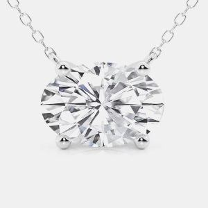 0.45ct 14k White Gold Lab Grown Diamond Solitaire Pendant, Necklaces - Luxury Closet