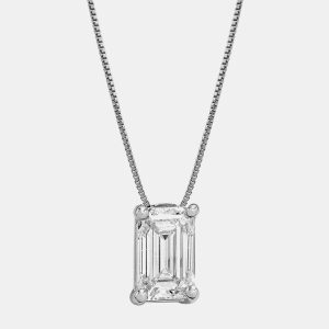 1ct 14k White Gold Lab Grown Diamond Solitaire Pendant, Necklaces - Luxury Closet
