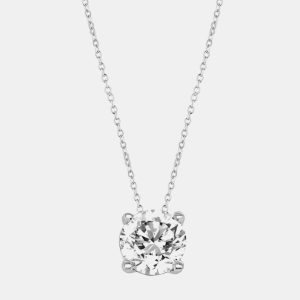 0.7ct 14k White Gold Lab Grown Diamond Solitaire Pendant, Necklaces - Luxury Closet