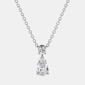 0.73ct 14k White Gold Lab Grown Diamond Drop Pendant, Necklaces - Luxury Closet
