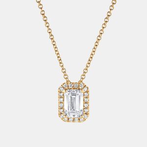 0.82ct 14k Yellow Gold Lab Grown Diamond Halo Pendant, Necklaces - Luxury Closet