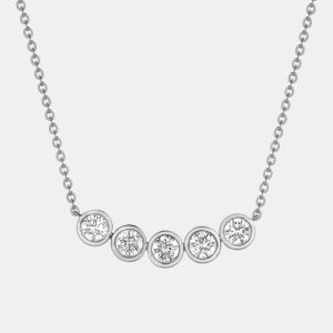 1ct 14k White Gold Lab Grown Diamond Smile Necklace, Necklaces - Luxury Closet