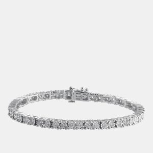 3.2ct 14k White Gold Lab Grown Diamond Tennis Bracelet, Bracelets - Luxury Closet
