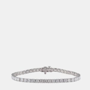 9.5ct 14k White Gold Lab Grown Diamond Tennis Bracelet, Bracelets - Luxury Closet