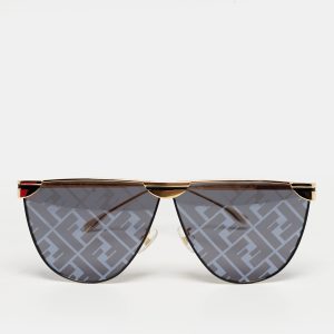 Fendi Black/Gold Tone FF0467/S Shield Sunglasses, Sunglasses - Luxury Closet