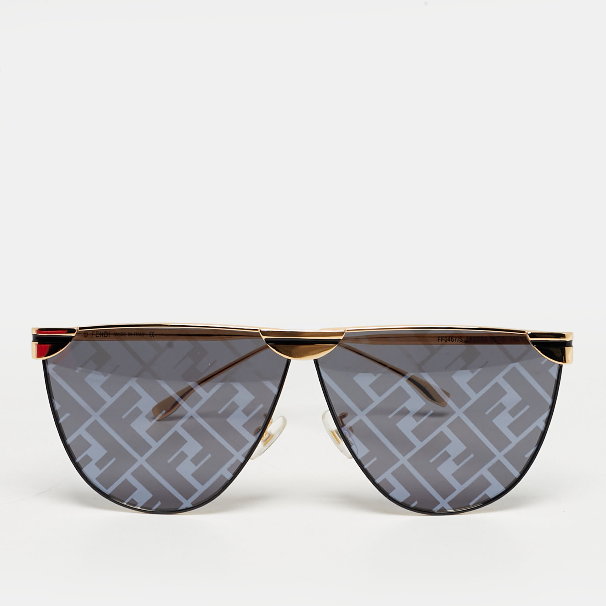 Fendi Black/Gold Tone FF0467/S Shield Sunglasses, Sunglasses - Luxury Closet