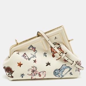 Fendi Light Beige Canvas Astrology Small First Shoulder Bag, Shoulder Bags - Luxury Closet