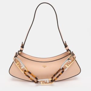 Fendi Light Rose Leather O'Lock Swing Shoulder Bag, Shoulder Bags - Luxury Closet