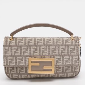 Fendi Beige Zucchino Velvet Phone Baguette Bag, Shoulder Bags - Luxury Closet