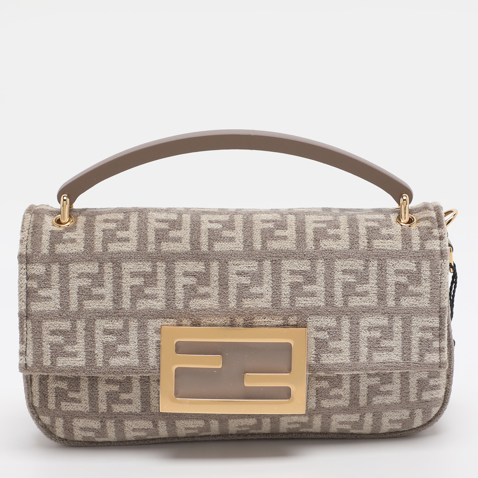 Fendi Beige Zucchino Velvet Phone Baguette Bag, Shoulder Bags - Luxury Closet