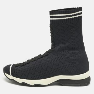 Fendi Navy Blue Knit Fabric Sock High Top Sneakers Size 37, Athletic Shoes & Sneakers - Luxury Closet