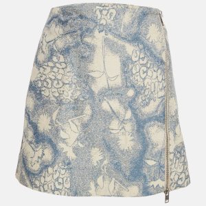 Ganni Sliver Lake Blue Jacquard Mini Skirt M, Skirts - Luxury Closet