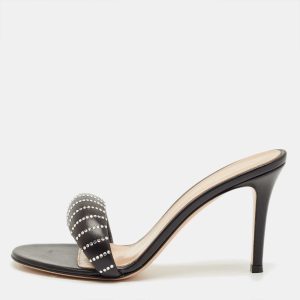 Gianvito Rossi Black Leather Crystal Embellished Bijoux Sandals Size 38, Sandals - Luxury Closet