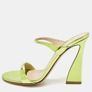 Gianvito Rossi Aura Size 40 Green Patent Leather Slide Sandals, Sandals - Luxury Closet