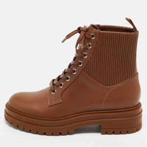 Gianvito Rossi Brown Leather Martis Combat Boots Size 36, Boots - Luxury Closet