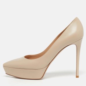 Gianvito Rossi Beige Leather Dahsha Platform Pumps Size 41, Pumps - Luxury Closet