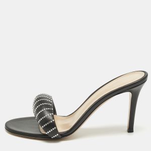 Gianvito Rossi Black Leather Bijoux Crystal Sandals Size 38, Sandals - Luxury Closet