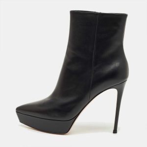 Gianvito Rossi Black Leather Dasha Platform Booties Size 40, Boots - Luxury Closet