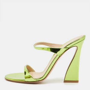 Gianvito Rossi Metallic Green Leather Aura Sandals Size 38, Sandals - Luxury Closet