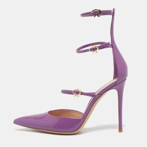 Gianvito Rossi Purple Patent Leather Ribbon Uptown Pumps Size 39, Pumps - Luxury Closet