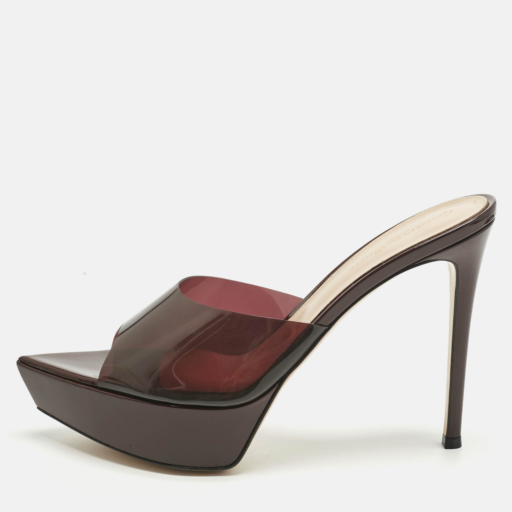 Gianvito Rossi Burgundy PVC Betty Platform Mules Size 40, Sandals - Luxury Closet