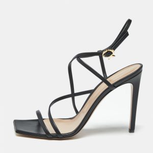 Gianvito Rossi Manilla Size 39.5 Black Leather Ankle Strap Sandals, Sandals - Luxury Closet