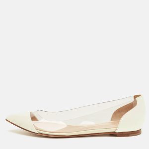 Gianvito Rossi White Patent Leather and PVC Plexi Ballet Flats Size 36.5, Flats - Luxury Closet