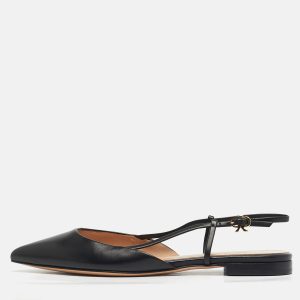 Gianvito Rossi Black Leather Ascent Slingback Flats Size 40, Flats - Luxury Closet