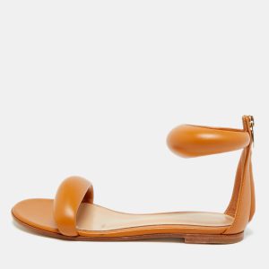 Gianvito Rossi Bijoux  Brown Leather Ankle Strap Flats Size 35.5, Flats - Luxury Closet