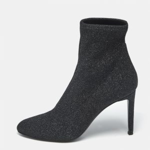 Giuseppe Zanotti Black Glitter Knit Fabric Ankle Boots Size 41, Boots - Luxury Closet