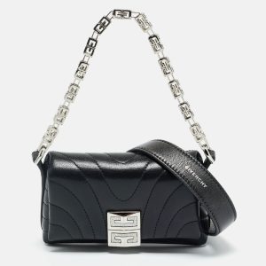 Givenchy Black Quilted Leather Micro 4G Crystal Crossbody Bag, Handbags - Luxury Closet