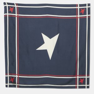 Golden Goose Navy Blue Star Print Silk Scarf, Scarves & Shawls - Luxury Closet