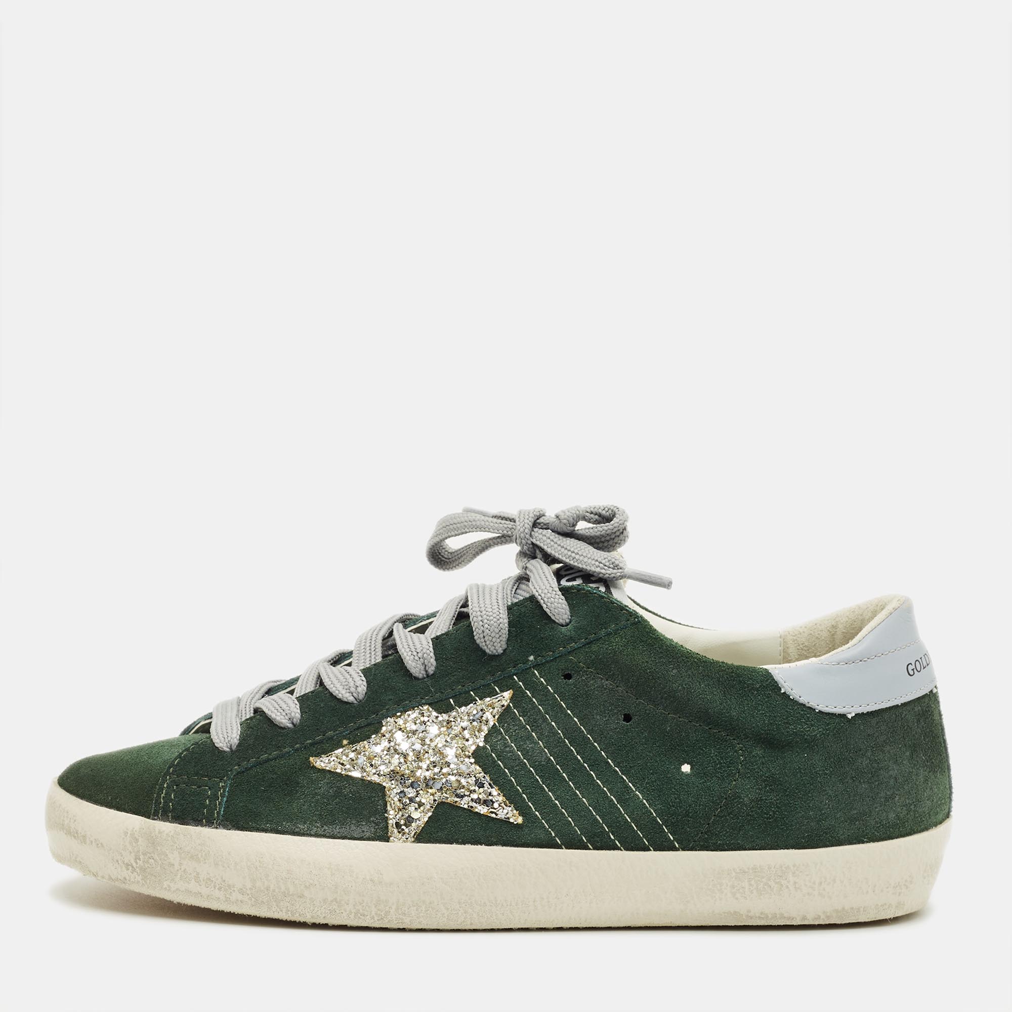Golden Goose Superstar Size 38 Green Leather Lace Up Sneakers, Athletic Shoes & Sneakers - Luxury Closet