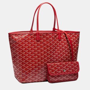Goyard Saint Louis PM Red Goyardine Coated Canvas and Leather Tote, Tote Handbags - Luxury Closet