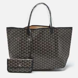 Goyard Black Goyardine Coated Canvas and Leather Saint Louis GM Tote, Tote Handbags - Luxury Closet