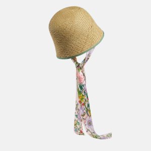 Gucci Brown Straw Ribbon Cloche Hat M, Apparel & Accessories - Luxury Closet