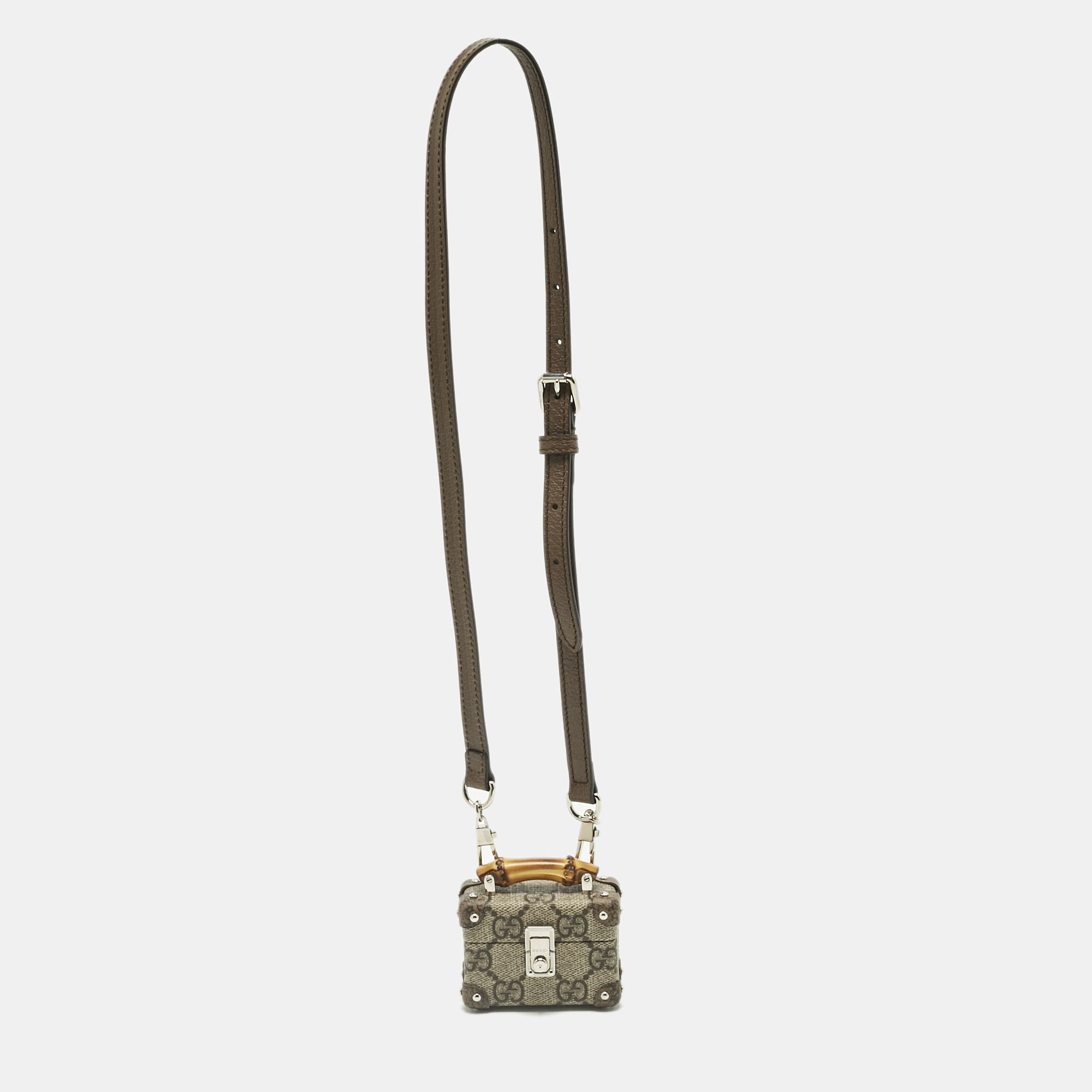 Gucci Beige/Ebony GG Supreme Canvas Airpods Pro Case with Strap, Mobile Phone Cases - Luxury Closet