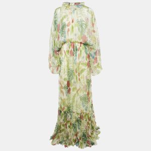 Gucci Green Tropical Print Lurex Silk Zaixi Dress M, Dresses - Luxury Closet