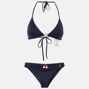Gucci Navy Blue GG Sparkling Jersey 2 Piece Bikini L, Clothing - Luxury Closet