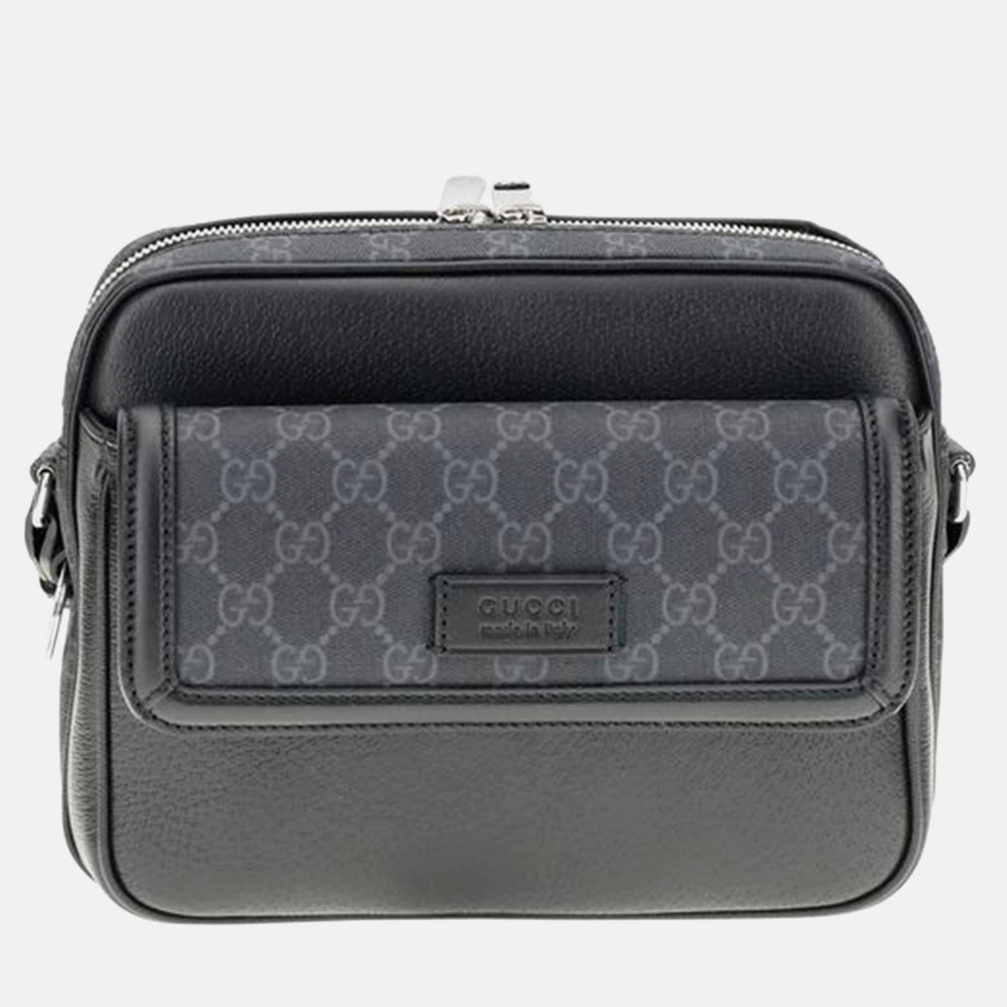Gucci GG Supreme Black Canvas and Leather Messenger Bag, Handbags - Luxury Closet