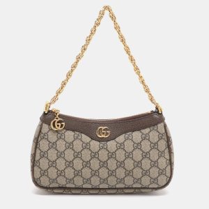 Gucci Beige GG Supreme Canvas and Leather Small Ophidia Shoulder Bag, Shoulder Bags - Luxury Closet