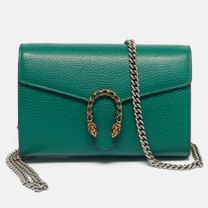 Gucci Green Leather Dionysus Wallet on Chain, Wallets & Money Clips - Luxury Closet