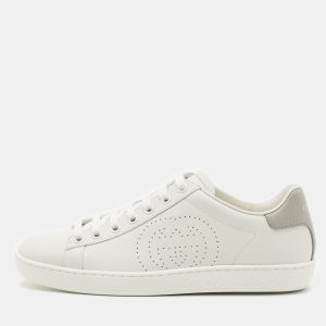 Gucci White Perforated Interlocking G Leather Ace Sneakers Size 36, Athletic Shoes & Sneakers - Luxury Closet