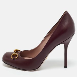 Gucci Burgundy Leather Horsebit Pumps Size 40, Pumps - Luxury Closet