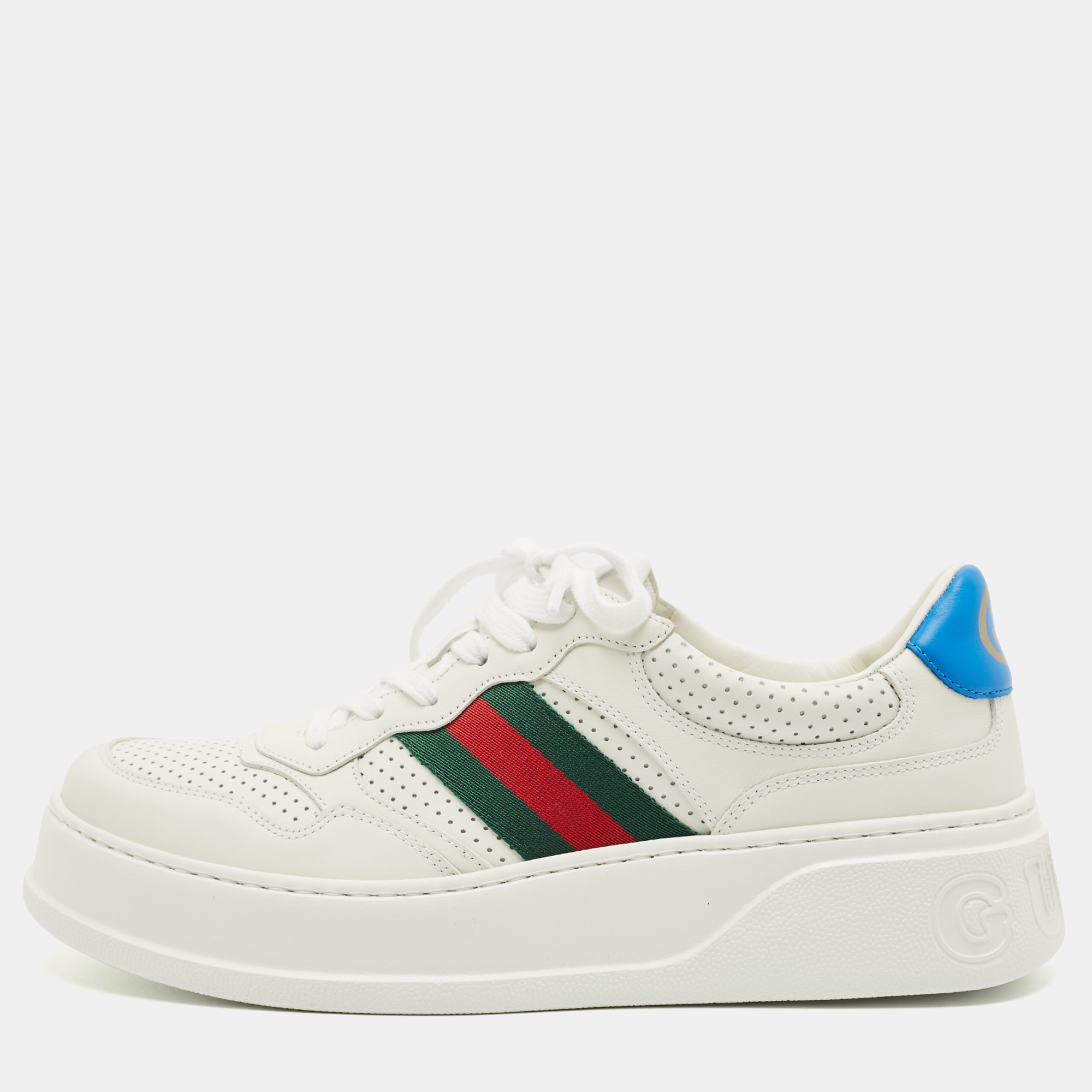 Gucci White Perforated Leather GG Chunky B Sneakers Size 41.5, Athletic Shoes & Sneakers - Luxury Closet