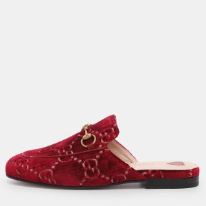 Gucci Red GG Velvet Princetown Flat Mules Size 35, Flats - Luxury Closet