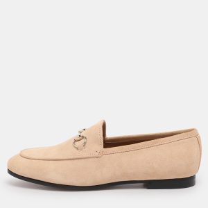 Gucci Beige Suede Jordaan Loafers Size 36.5, Loafers & Slip-Ons - Luxury Closet